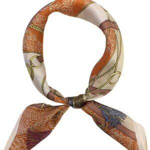 Women's Brown/Orange 100% Mulberry Silk Lightweight Square 21" x 21" Scarf